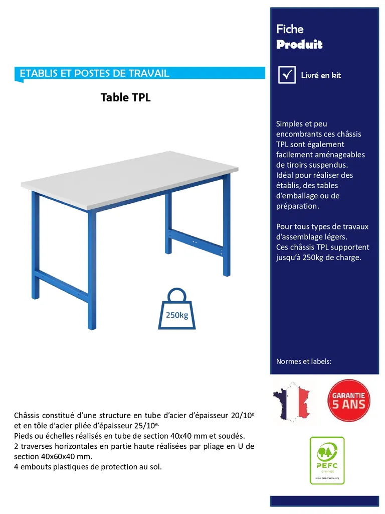 Tables de travail Page 1