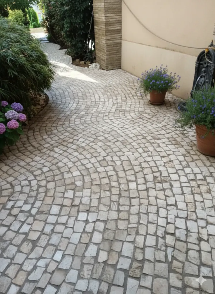 Réalisation de dallage extérieur et allée carrossable en béton ou pavés à Caluire-et-Cuire avec préparation de terrain et fondations durables