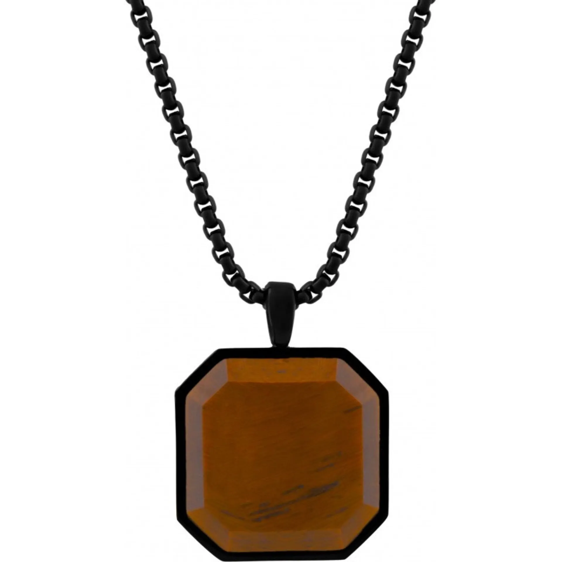 Collier pour homme en acier noir et œil de tigre chez Or Ligne à La Teste de Buch sur le Bassin d'Arcachon
