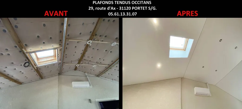 Photos AVANT / APRES des chantiers de Plafonds Tendus Occitans Toulouse