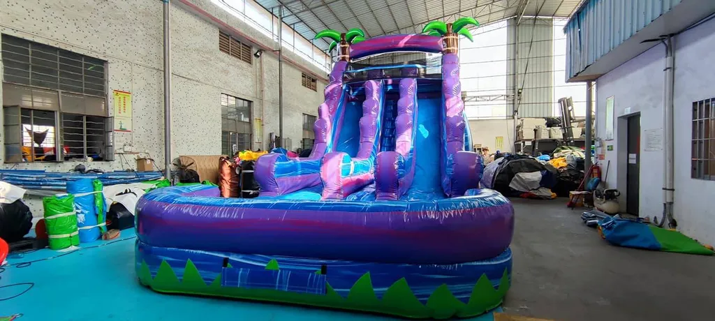 Toboggan aquatique 2 glissades avec bassin