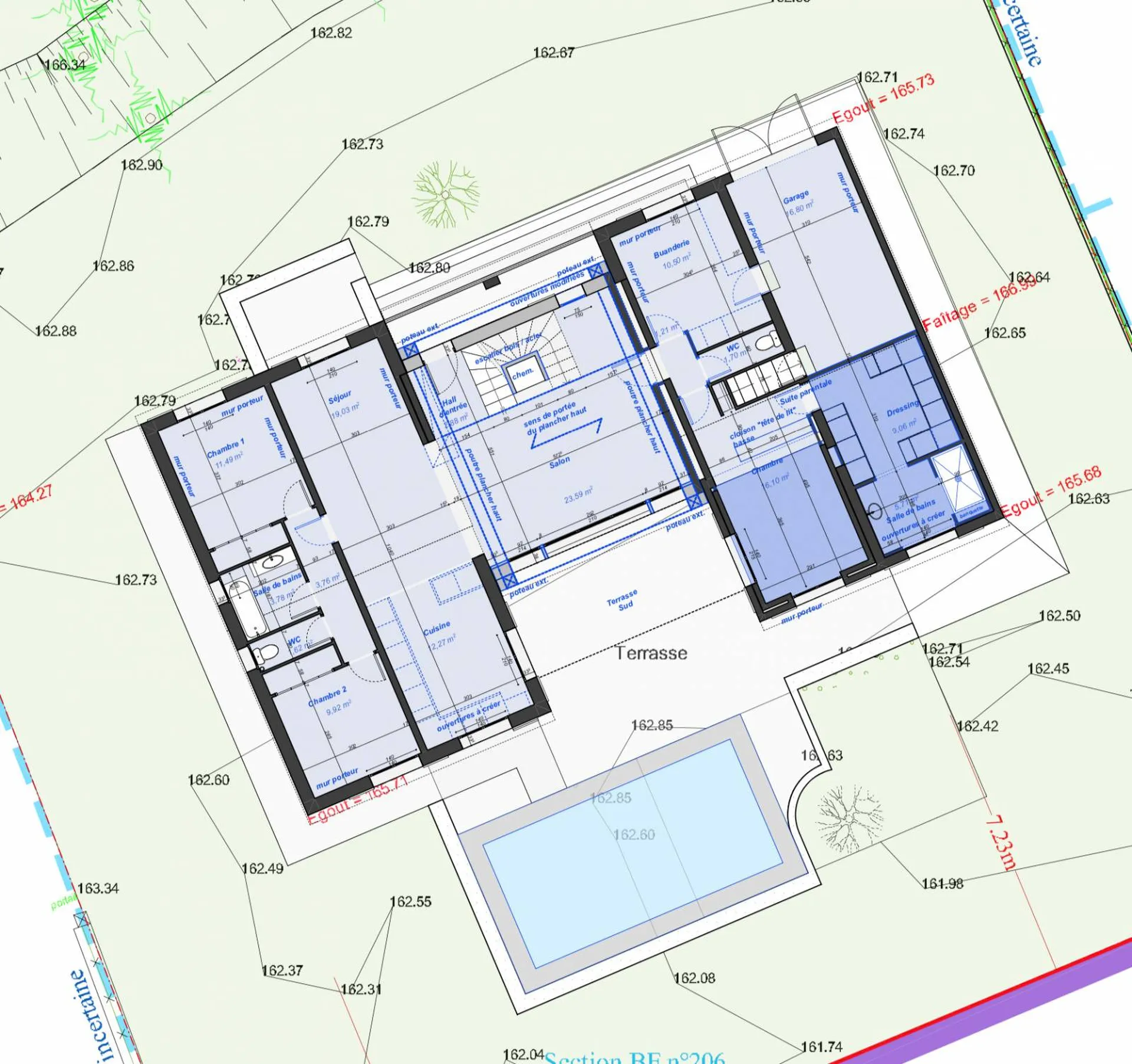Architecte d’intérieur et Architecte DPLG pour réhabilitation et surélévation de villa existante avec la création d’une piscine à Calas 13480