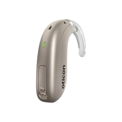 Oticon Real miniBTE R : mini contour rechargeable Polaris R avec stabilisateurs sonores et streaming direct, disponible chez Audition Brotteaux à Lyon 6