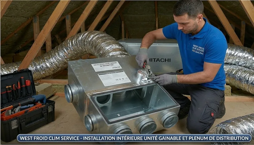 Installation d'un plénum Hitachi à Libourne par West froid clim 