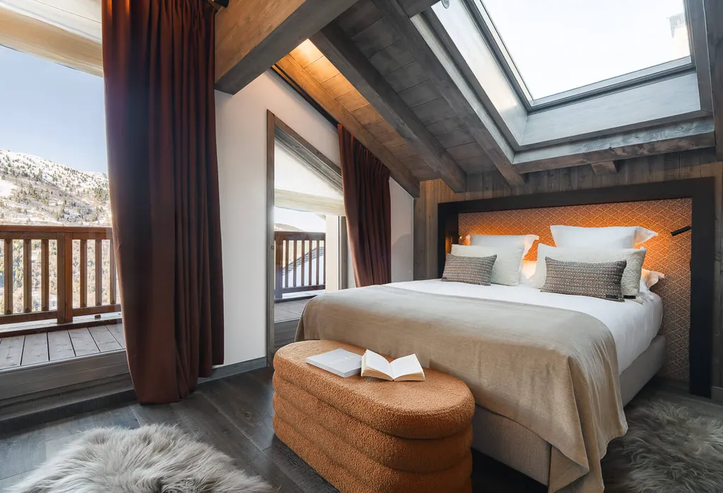 lit vieux bois chalet Megeve