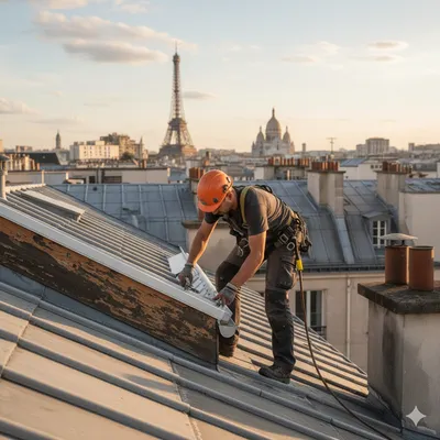 Travaux d’habillage bandeau à Marnes-la-Coquette avec protection anti-humidité des débords de toit et finitions adaptées au bâti ancien