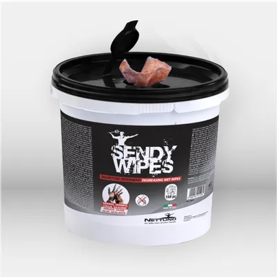 Lingettes nettoyantes Sendy Wipes pour élimination de peinture, colle, silicone et graisses industrielles, idéales pour ateliers, chantiers et industries, offrant une solution rapide et efficace sans eau pour l’hygiène des mains et des surfaces – disponib