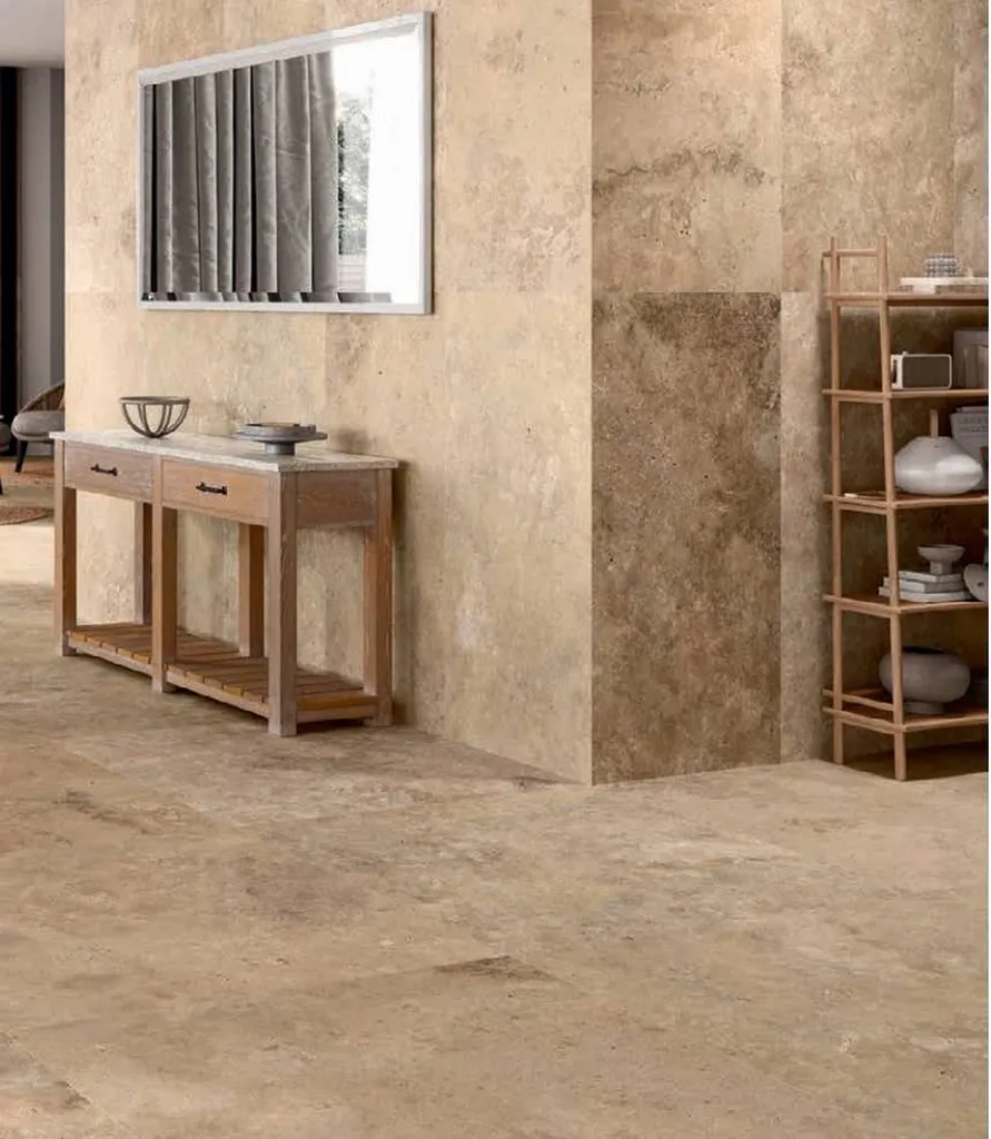 CARRELAGE GRES CERAME EFFET TRAVERTIN IZMIR  60 X 120 X 0,8 CM  (1) SUR LE GRAU DU ROI ET AIGUES MORTES - GARD - 30.