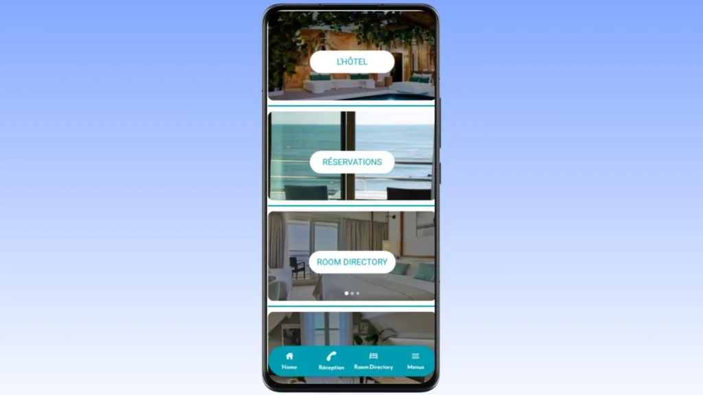Room Directory sur app smartphone pour hôtel