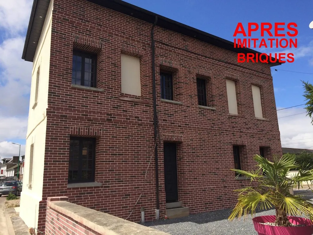 Façade refaite en imitation brique proche de bonsecours 76