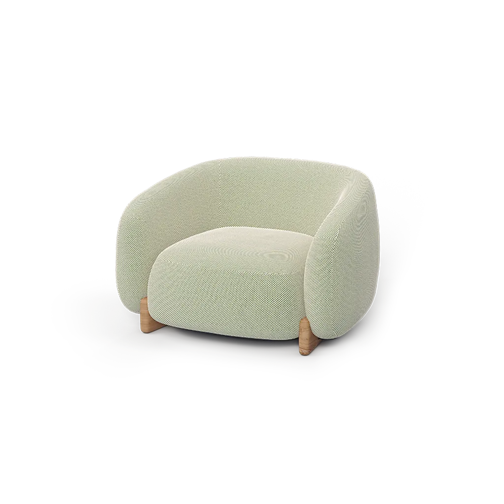 Fauteuil lounge Milos design par Jean-Marie Massaud, rembourré et adapté à l’extérieur – disponible chez Ginette Design près de Toulouse