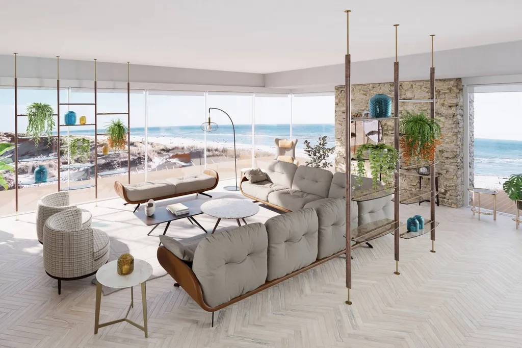 Canapé confortable d'angle beige pour 6 personnes Hyères centre ville la Garde