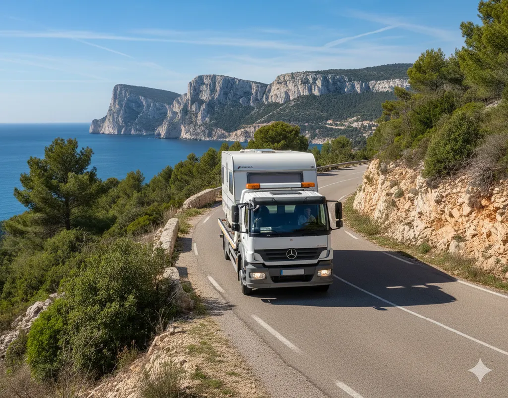 Entreprise de transport sur remorque de caravane au départ de Cassis ou de Marseille