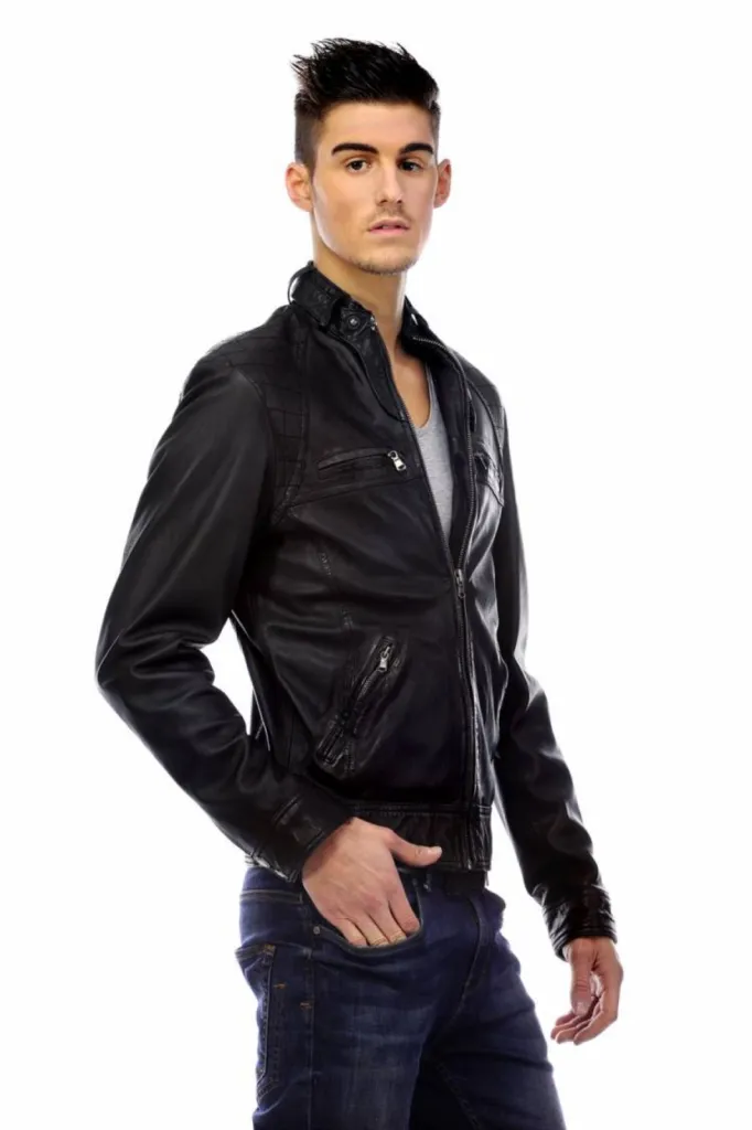 blouson cuir noir homme