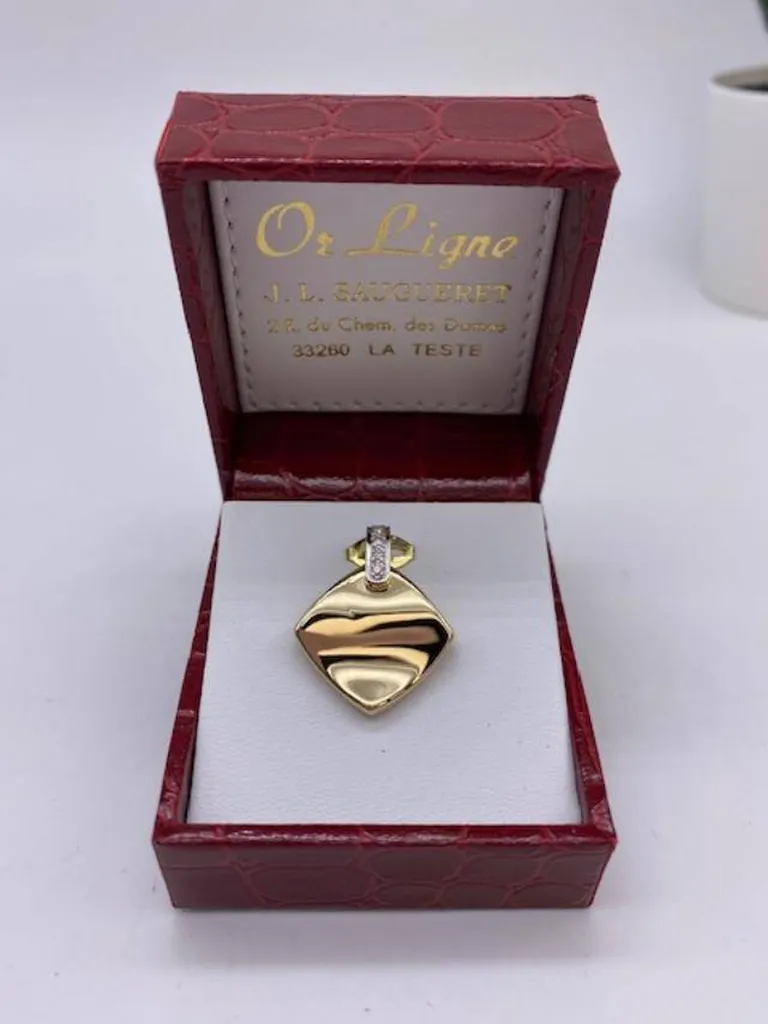 Pendentif losange or 750/1000ème et diamants occasion Or Ligne La Teste Bassin d'Arcachon