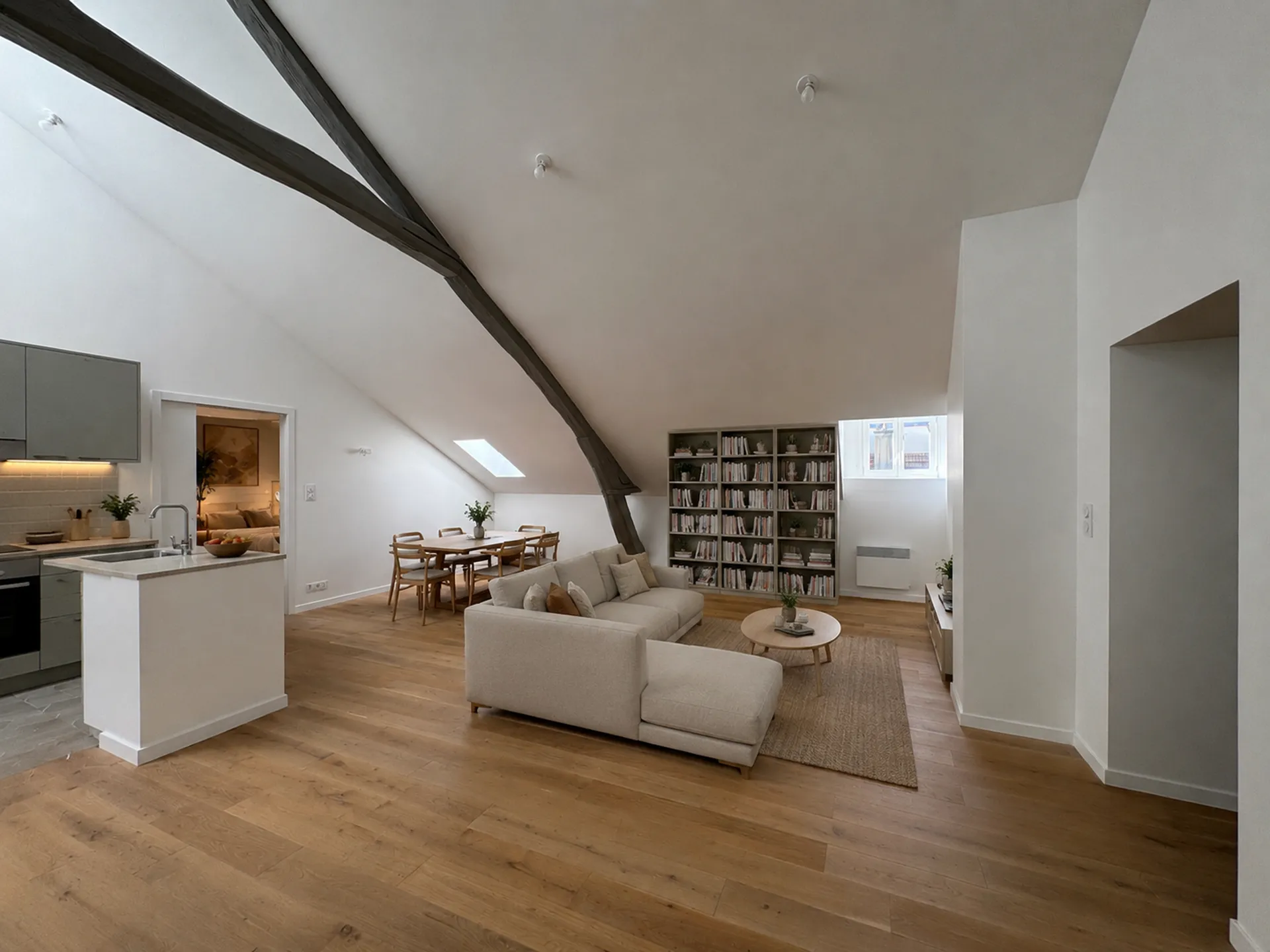 sejour salon belles hauteurs sous plafond Helix immobilier