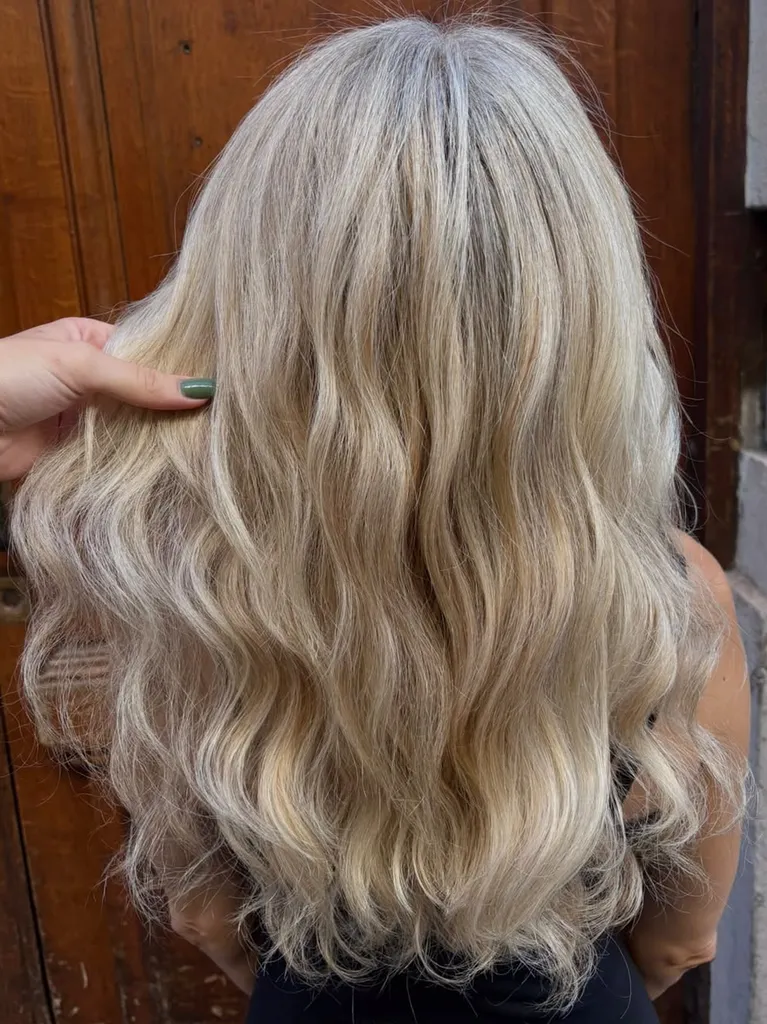 Double gloss sur cheveux blonds après balayage – Coiffure des Arts