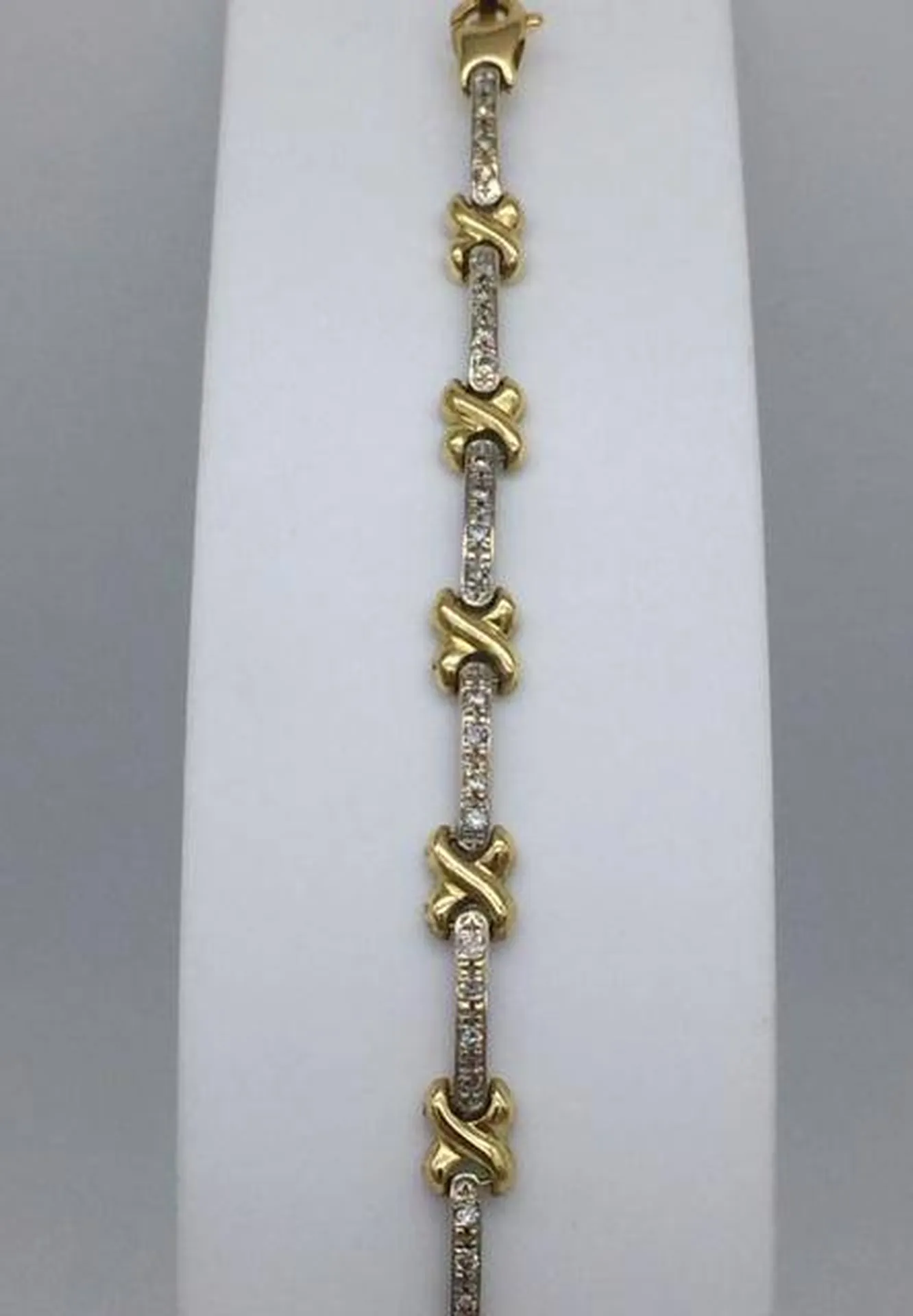 Bracelet 2 ors 750/1000ème et diamants occasion Or Ligne Arcachon Bassin d'Arcachon