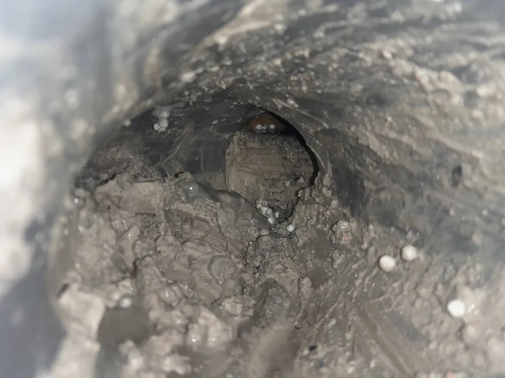 canalisation remplie de béton ou ciment