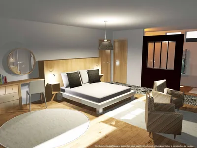 agence de décoration d'intérieur aix-en-provence 13290, étude, projection : suite parentale, salle de bain, dressing.