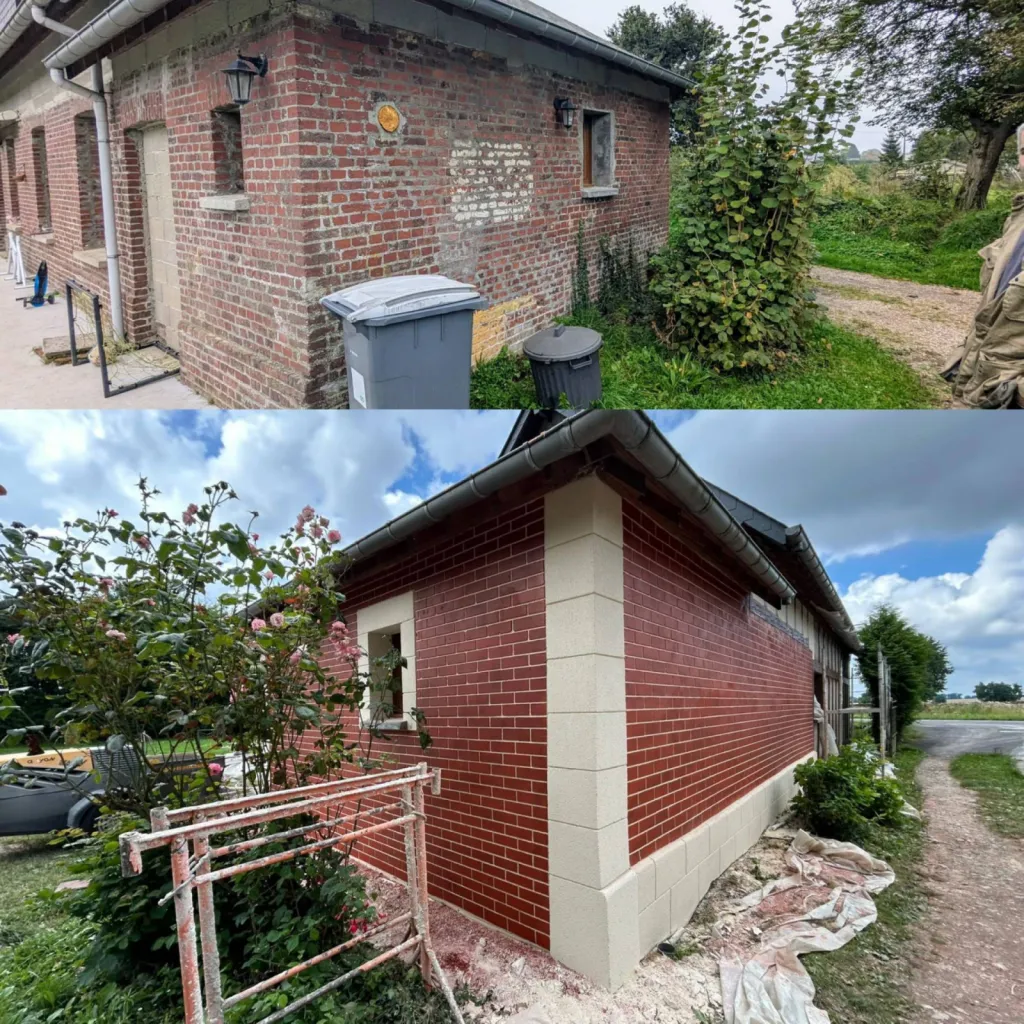 Artisan pour ravalement de façade maison en brique au Havre 76 - Devis gratuit : Redonnez du charme à votre façade vieillissante avec le ravalement aspect brique, un savoir-faire unique en Normandie