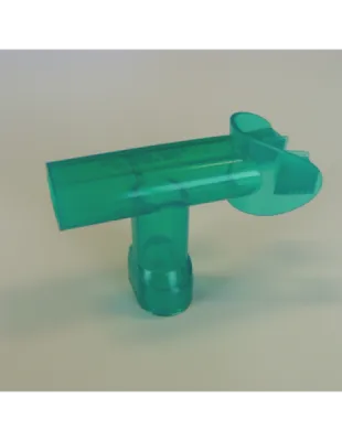 L'embout buccal en silicone avec récolteur de salive Hans Rudolph à Lille, conçu pour assurer une hygiène optimale lors des épreuves fonctionnelles respiratoires, de la spirométrie et des tests métaboliques, offrant confort et fiabilité aux patients.