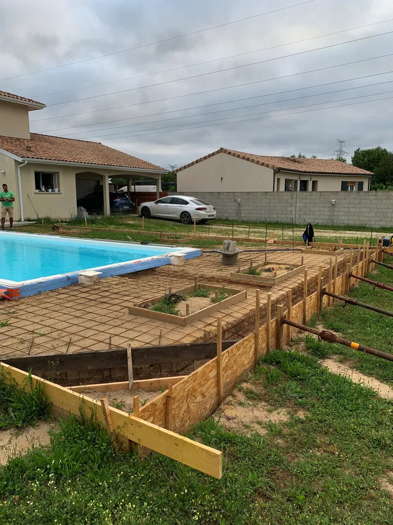 Coffrage maconnerie terrasse béton sur Leognan proche de Gradignan 