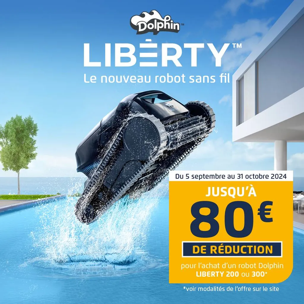 Offre Exceptionnelle : Jusqu'à 80€ remboursés sur les robots de piscine Maytronics Dolphin Liberty !