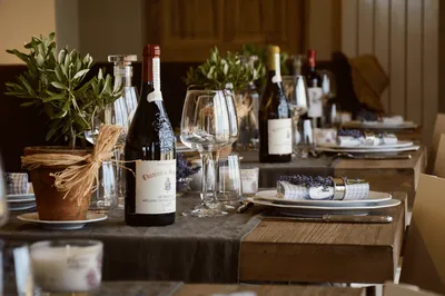 A set table at the Table d'hôtes of Domaine Château du Bois