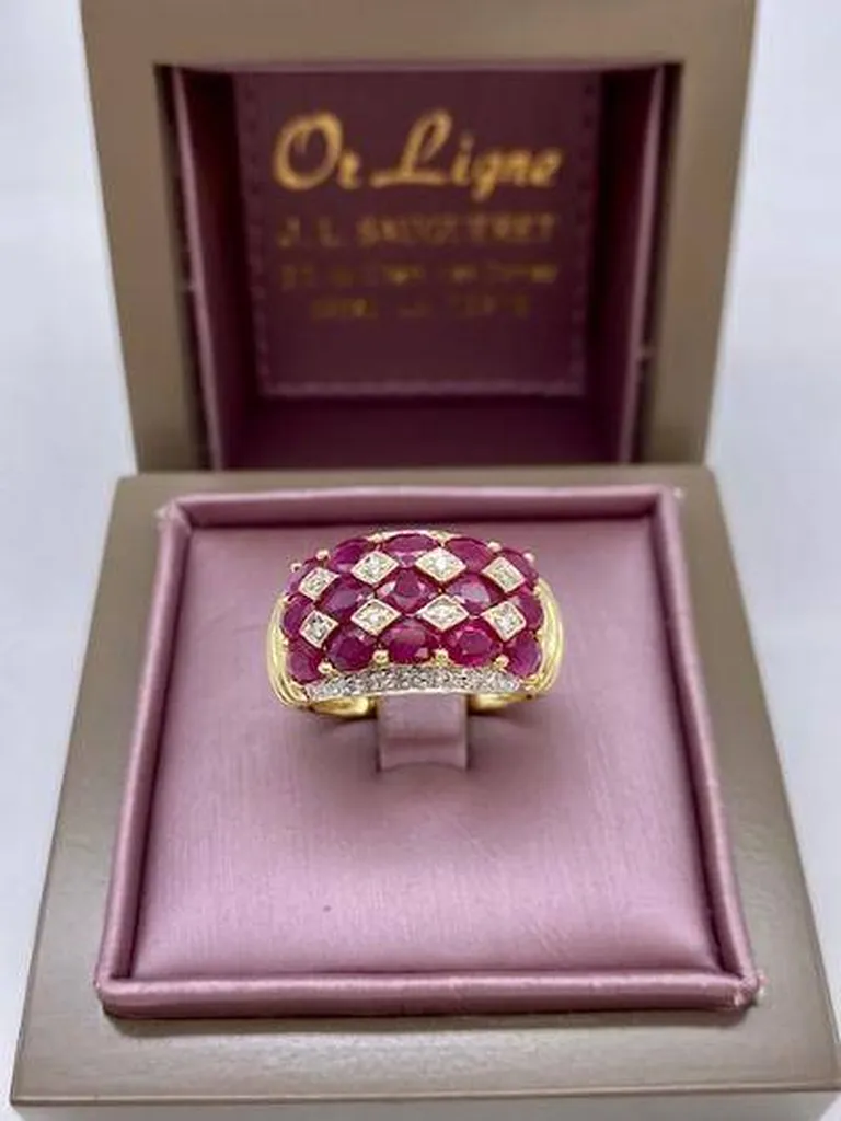 Bague pavage rubis et diamants or 750/1000ème occasion Or Ligne La Teste Bassin d'Arcachon
