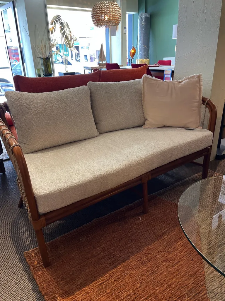 Canapé 3 places en rotin et corde