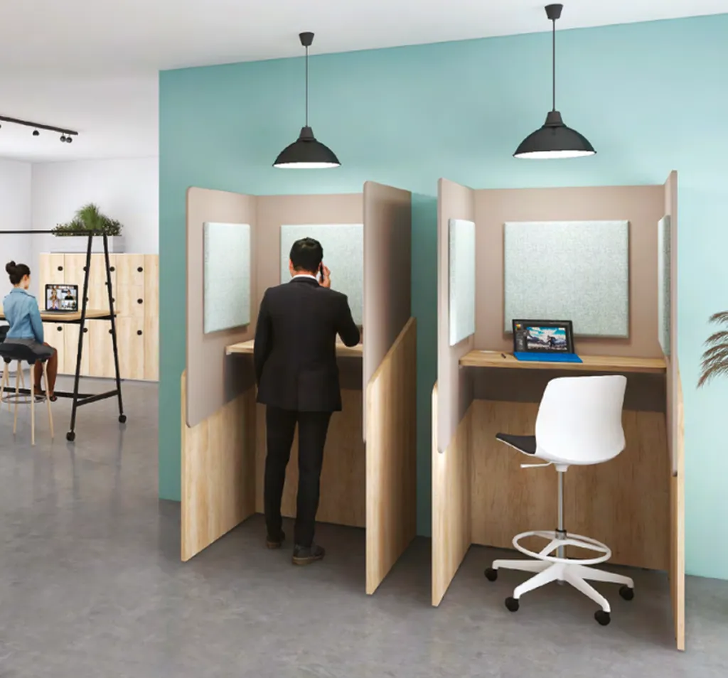 Cabines acoustiques solo avec poste de travail fixe offrant un espace de confidentialité - Nîmes