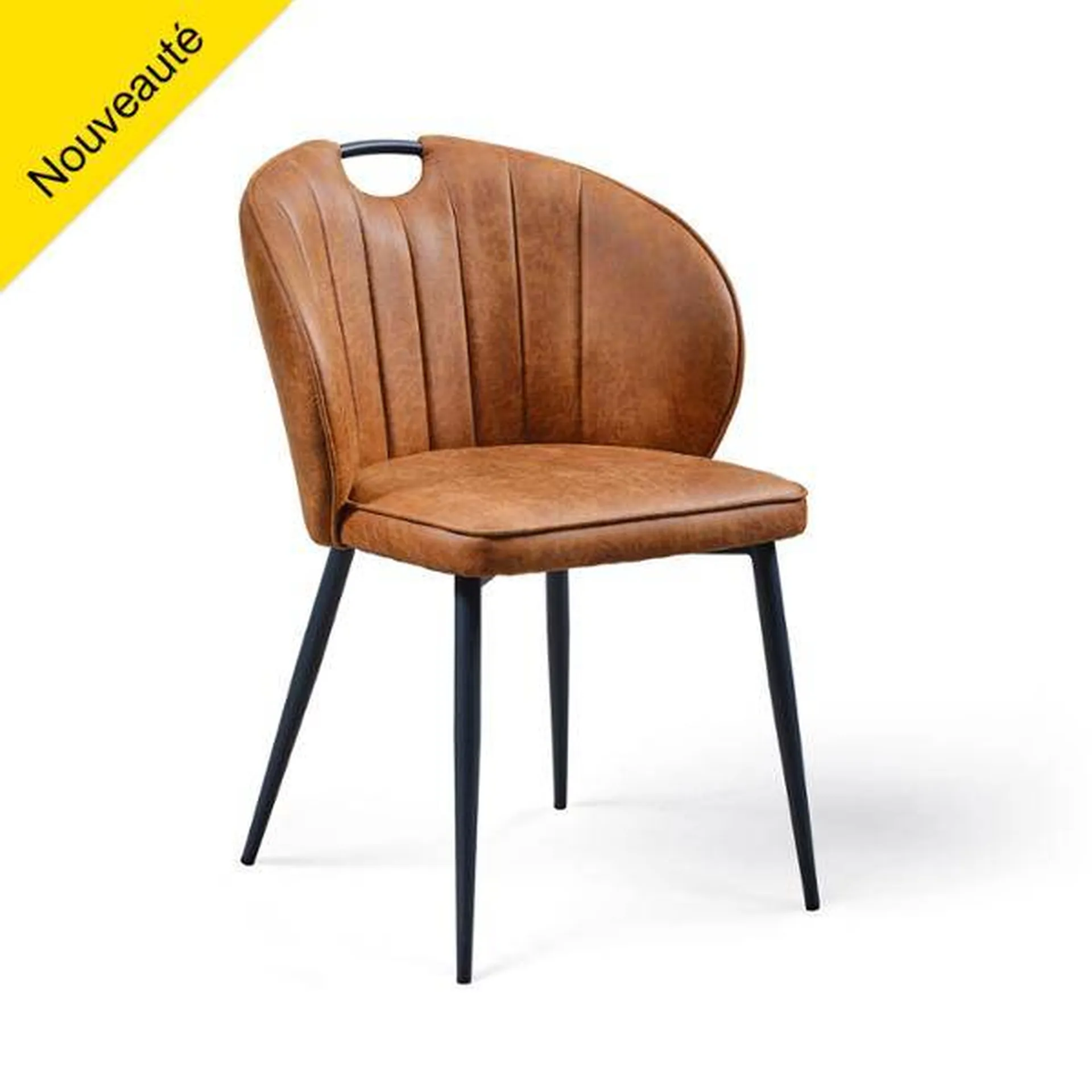 CHAISE LOUNA TISSU COGNAC