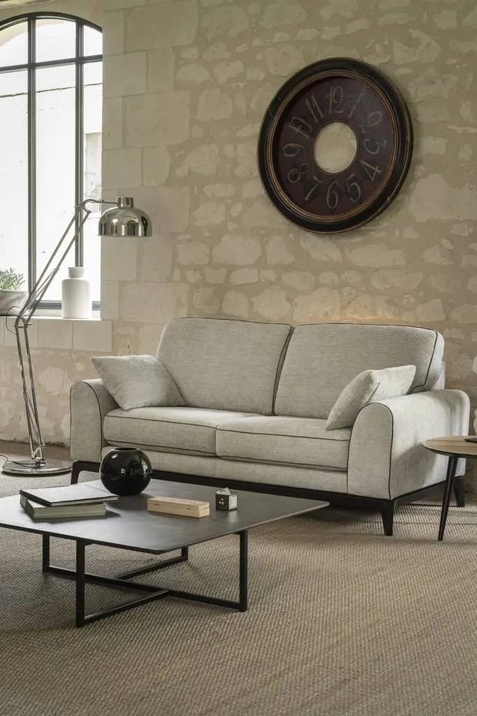 Canape 2 places tissu gris fabrication française à Hyères dans le var