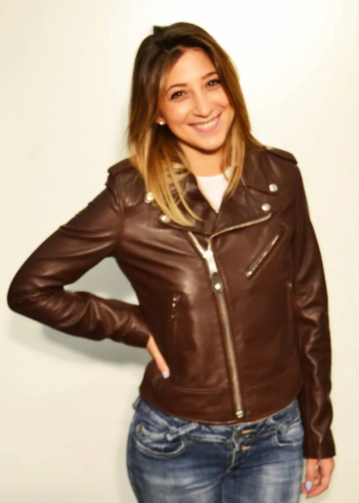 perfecto cuir marron Schott femme