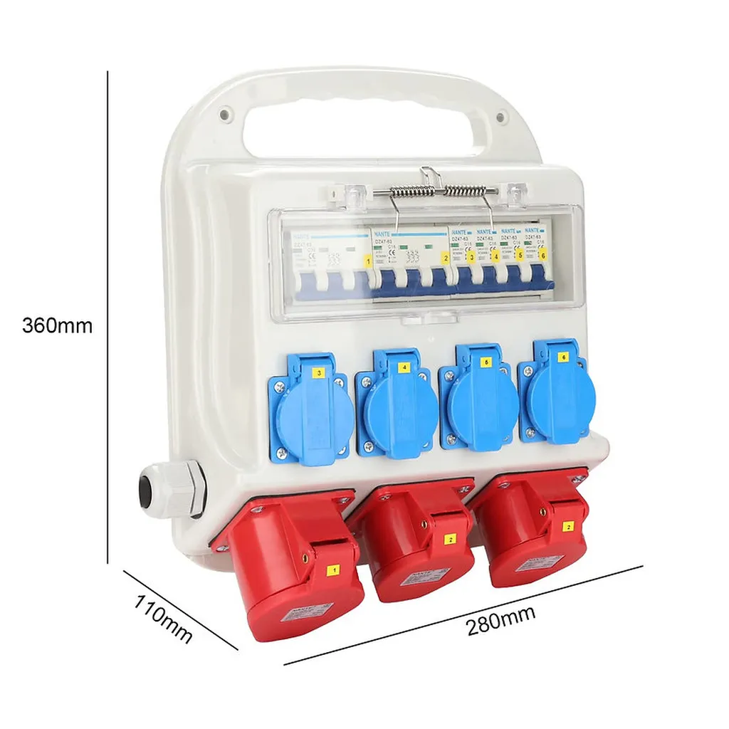 COFFRET ELEC 32A TRI VERS 1X 32A TRI + 2X16ATRI+ 4 PC16A MONO