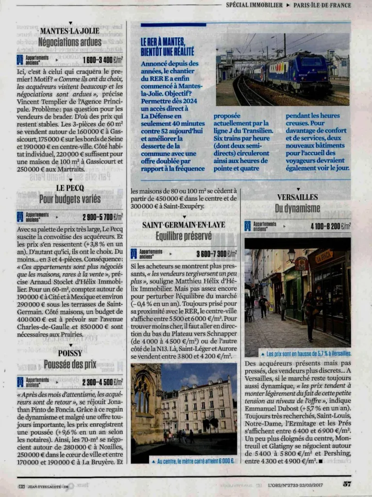 LE NOUVEL OBS PREND L'AGENCE HELIX IMMOBILIER EN RÉFÉRENCE