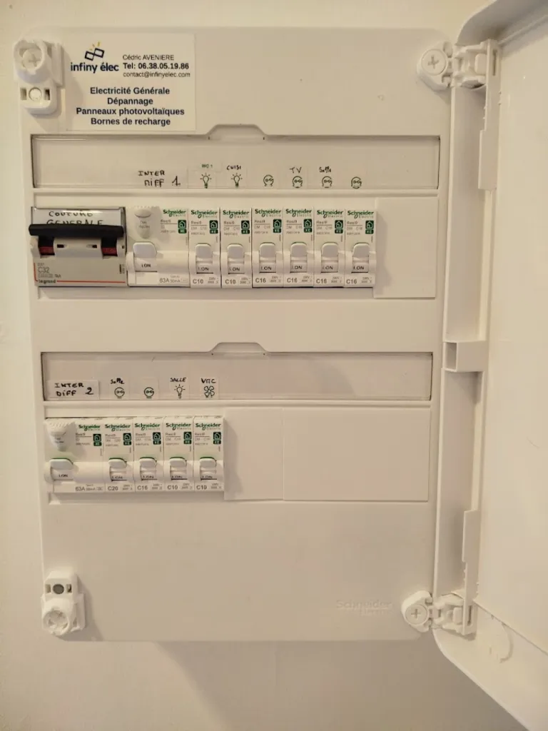 Nouvelle installation d'un coffret électrqiue complet Schneider à Montpellier par infiny elec