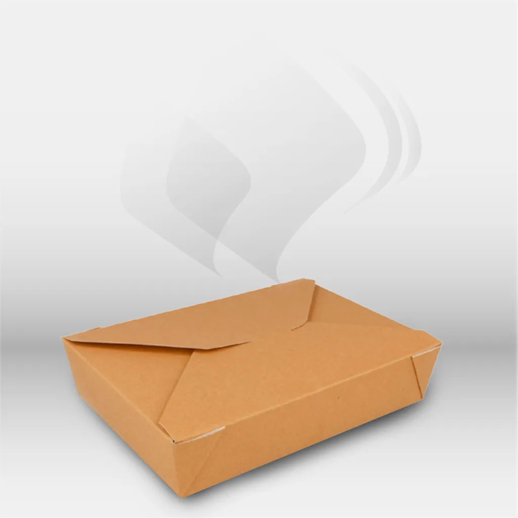 Boîte en carton américaine 1470 ml Garcia de Pou pour restauration professionnelle, idéale pour livraison, traiteur et vente à emporter, résistante aux aliments chauds et froids, micro-ondable et pratique pour le conditionnement des plats – disponible à M
