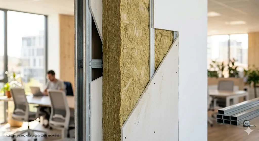 Isolation thermique et acoustique par l'intérieur pour bureaux professionnels avec doublage isolant à Lunel