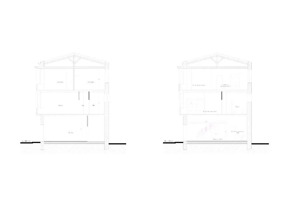 Aménagement d'un centre médical dans une maison de ville à Salon de Provence - Coupes avant / après - Aménagement d'un centre médical dans une maison de ville à Salon de Provence