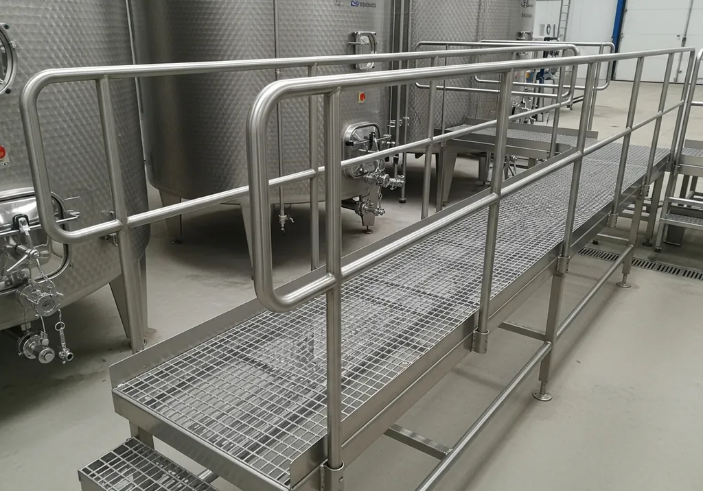 Passerelle inox professionnelle installée pour domaine viticole dans Var offrant sécurité durabilité résistance parfaite aux environnements techniques