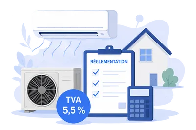 Installation climatisation réversible avec la TVA réduite à 5,5 % depuis le 18 juillet 2026 à Bandol et Saint-Cyr