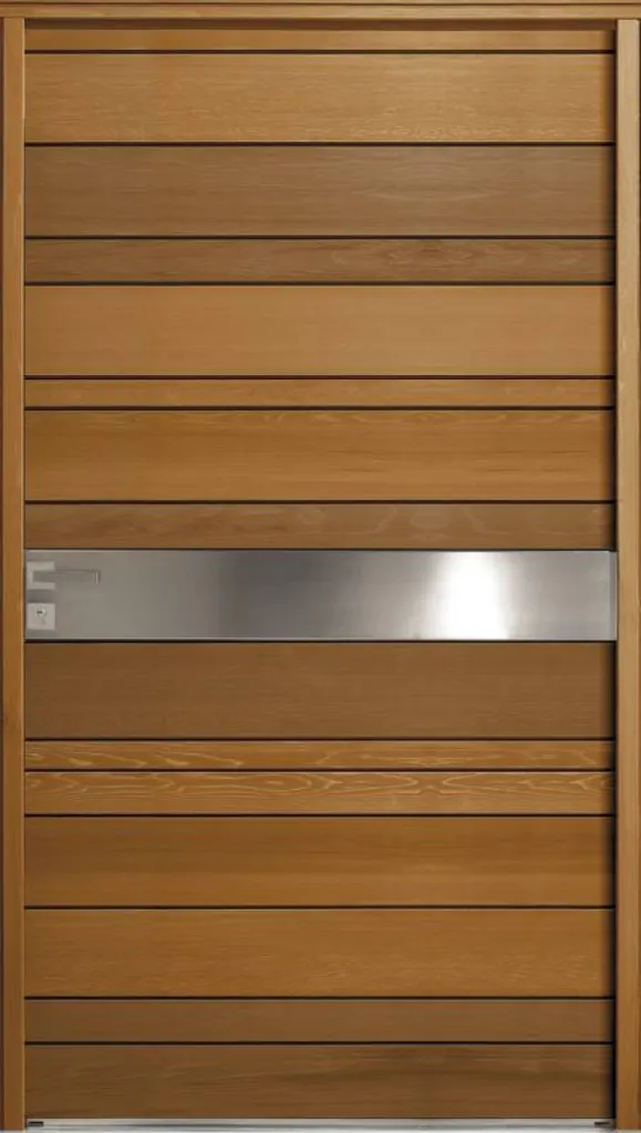 pose de Porte d'entrée en bois sur mesure aix en provence couleur Miel