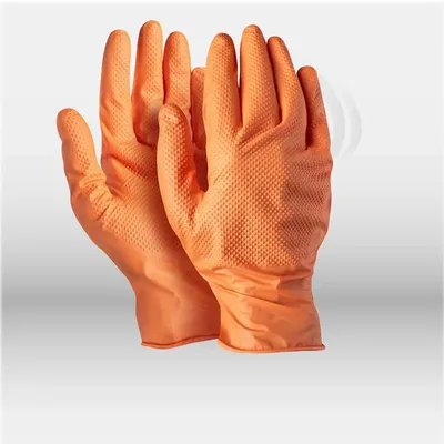 Gants nitrile orange haute résistance chimique avec adhérence renforcée utilisés en milieu professionnel à Mont-de-Marsan, Landes (40), Nouvelle-Aquitaine et disponibles partout en France