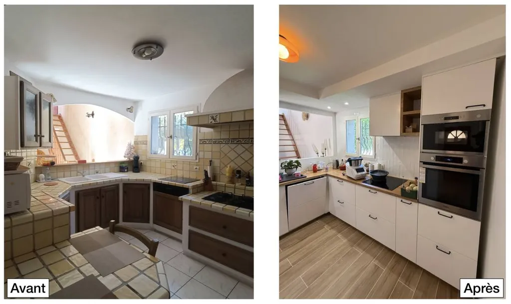 Rénovation d’une cuisine ouverte avec arrière-cuisine fonctionnelle et circulation optimisée 