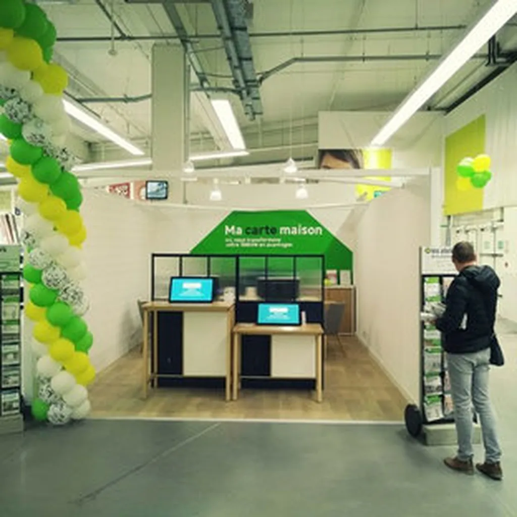Création d’un stand commercial Ma Carte Maison pour Leroy Merlin avec aménagement sur mesure à Marseille La Valentine