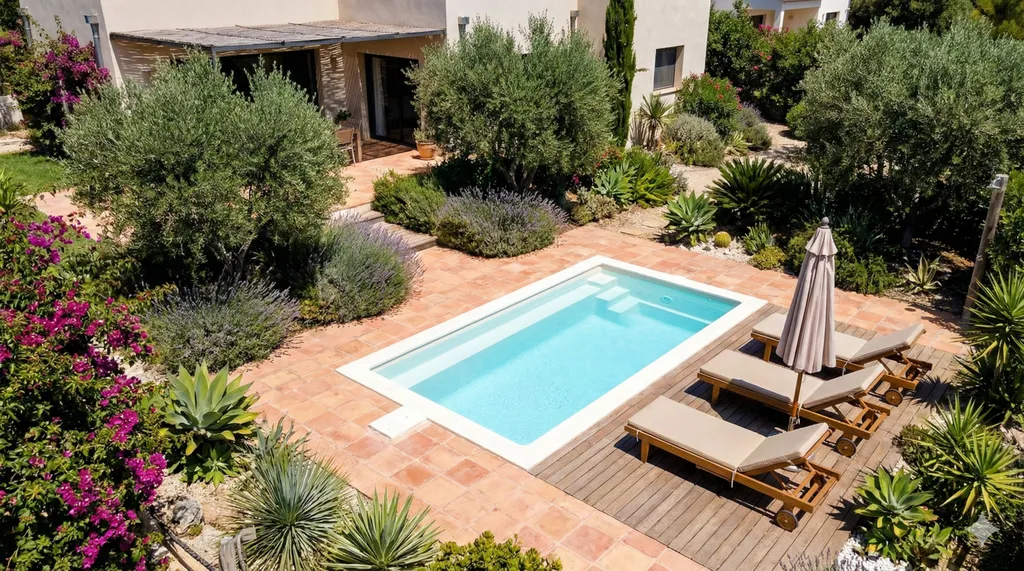 Piscine angelite mini dans jardin