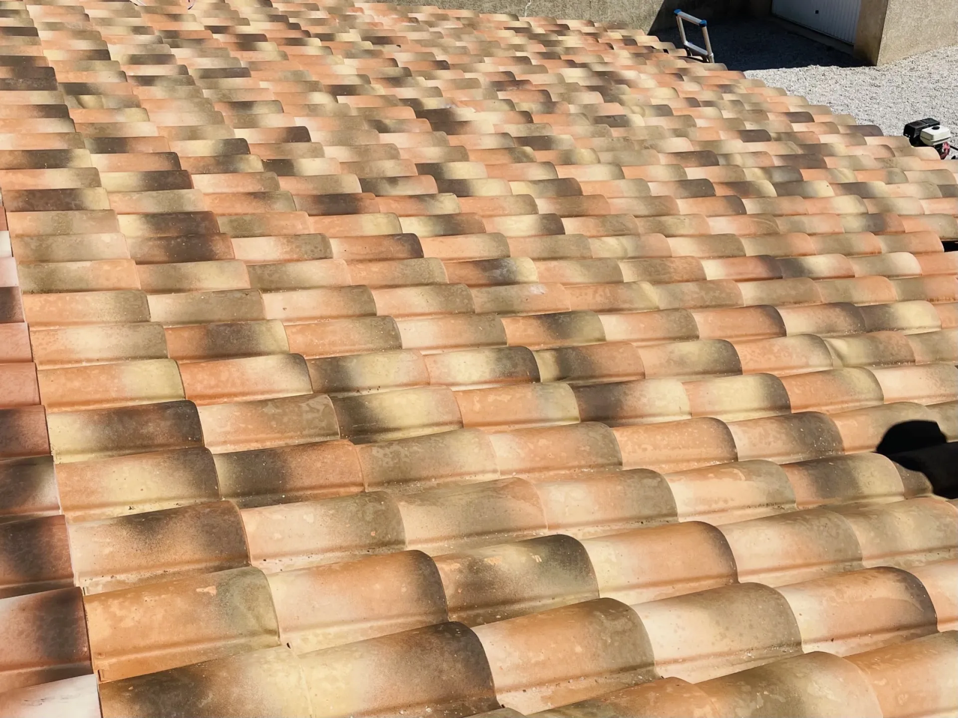 Nettoyage et traitement de tuiles mécaniques Abeilles sur Bouc Bel Air près de Aix en Provence 