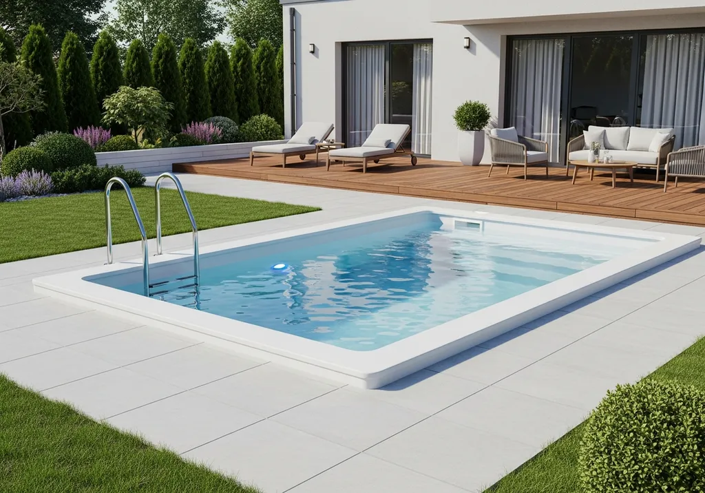 Mini piscine Novas R First Line, compact design haut de gamme pour jardins ou terrasses sans travaux lourds